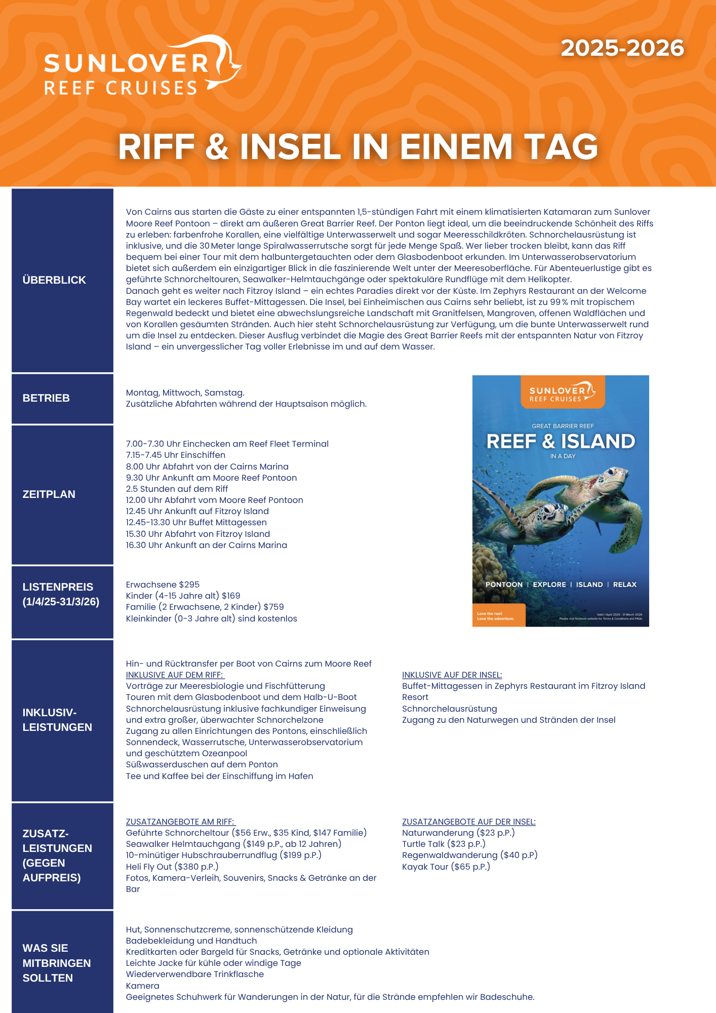 REEF & ISLAND Merkblatt